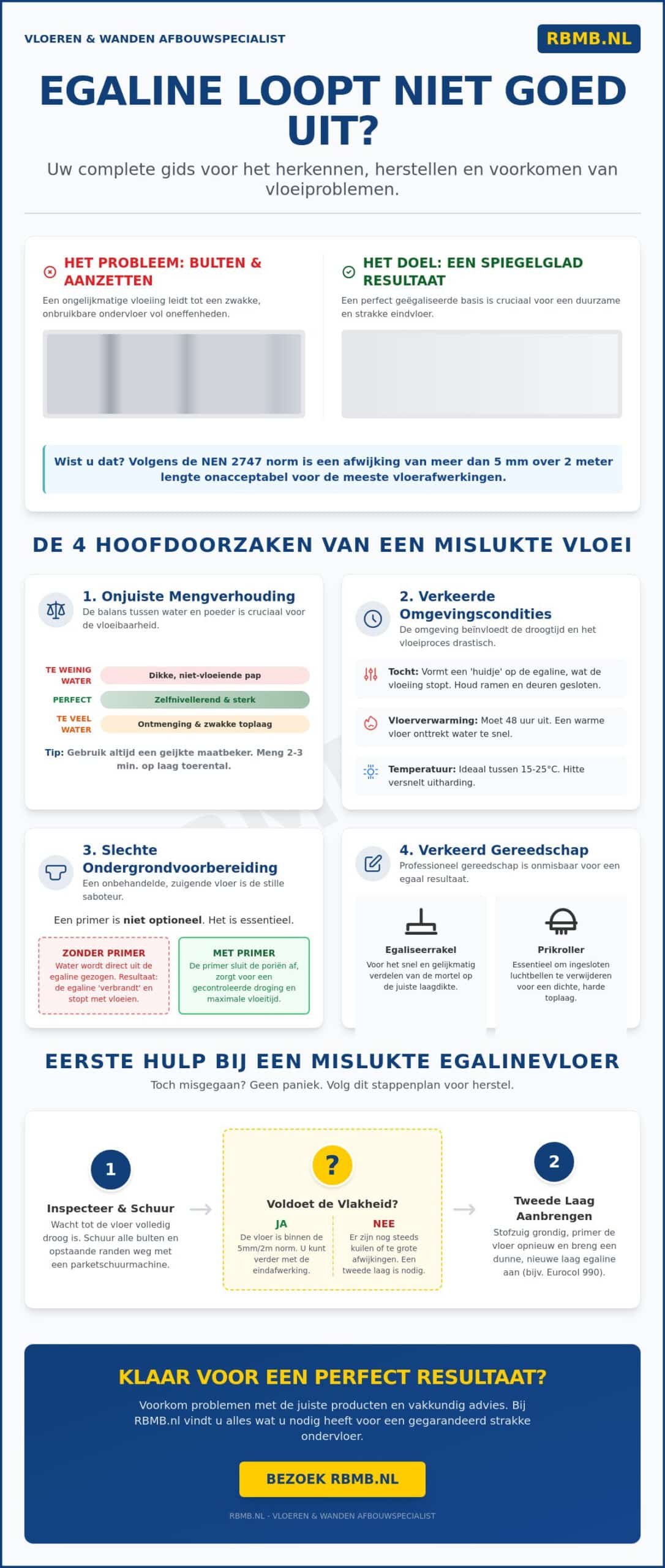 Egaline loopt niet goed uit? Oorzaken, Oplossingen & Tips voor een Strakke Vloer